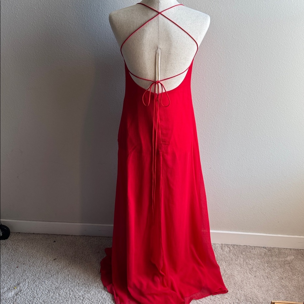 Free People Simone Red Formal Open Back Dress size 6 - Picture 7 of 8